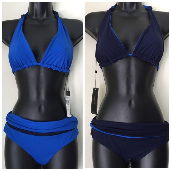 BCBG BIKINI SWIMSUIT REVERSIBLE NAVY BLUE - Picture 1 of 8